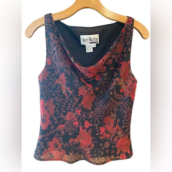 Sheri Martin Sz 8P Red Vintage 2 Piece Floral Evening Cocktail Wedding Pantsuit - Picture 2 of 9